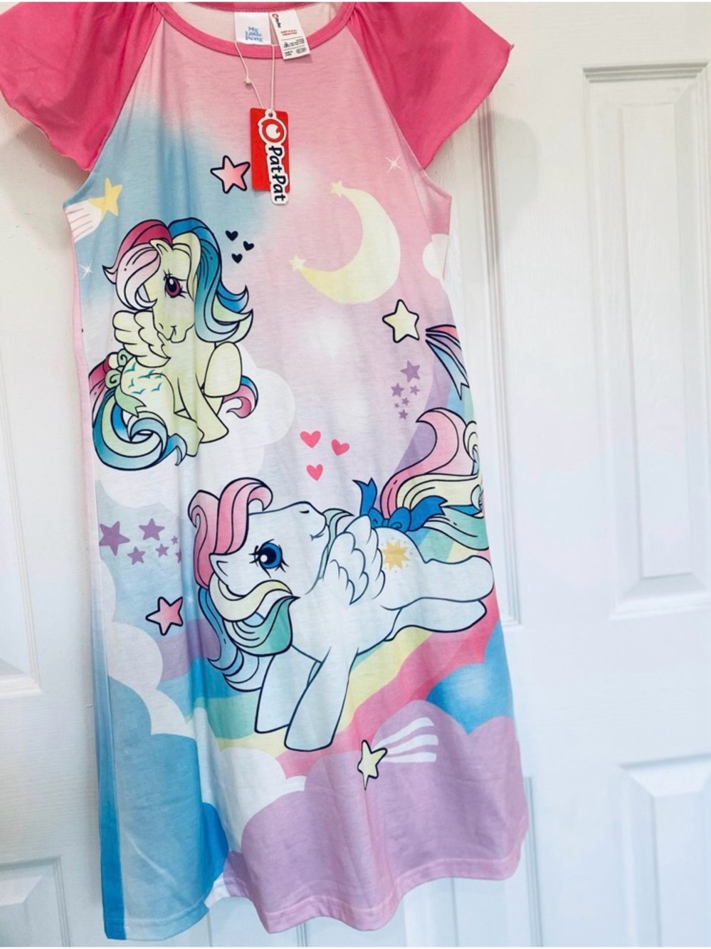 Little Pony Girl 1pc Character Rainbow Pattern Ruffled Sleeves Pajama Dress - Picture 3 of 10